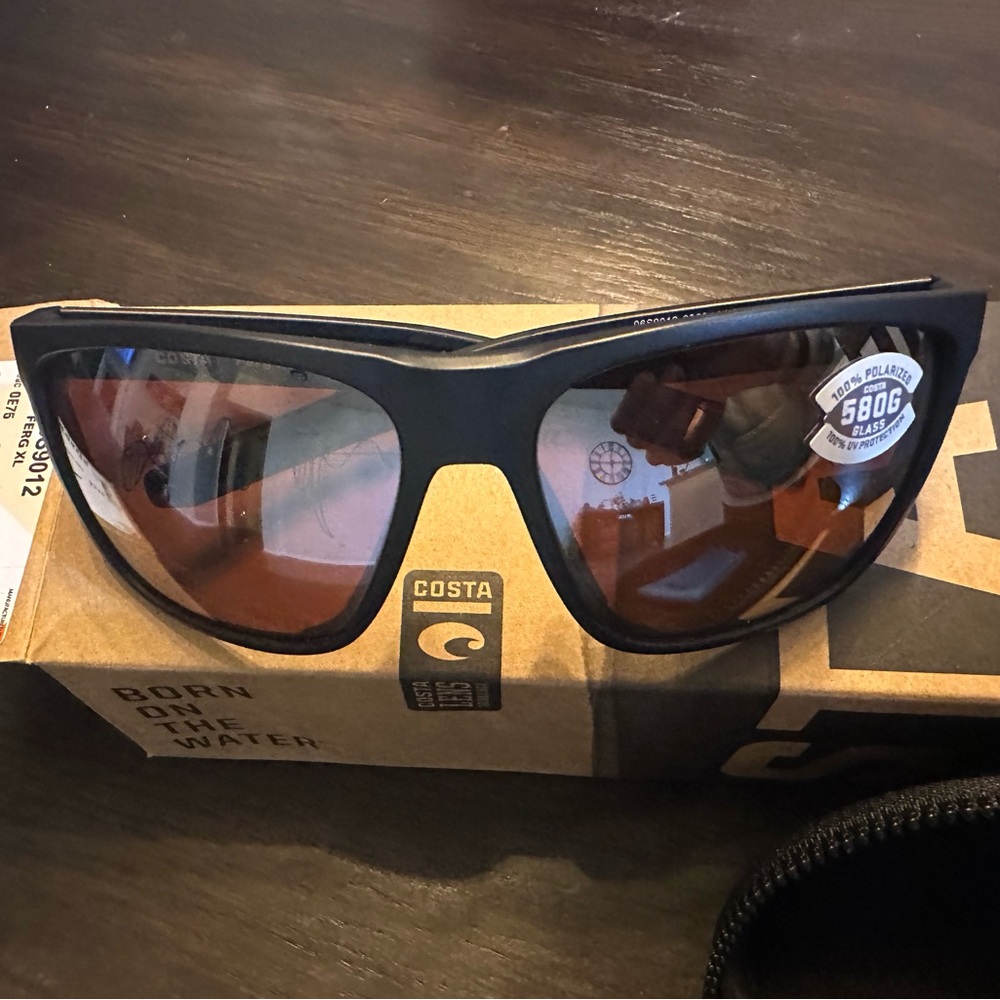 NWT COSTA DEL MAR Fergi XL Coper Silver Mirror Polarized Sunglasses
